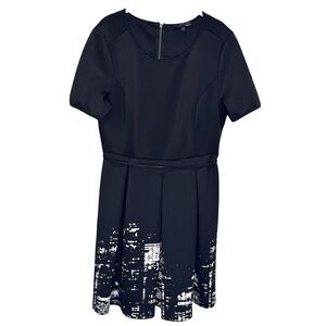 Elie Tahari DesigNation Dress Womens 12 City Print Short Sleeve Night Combo